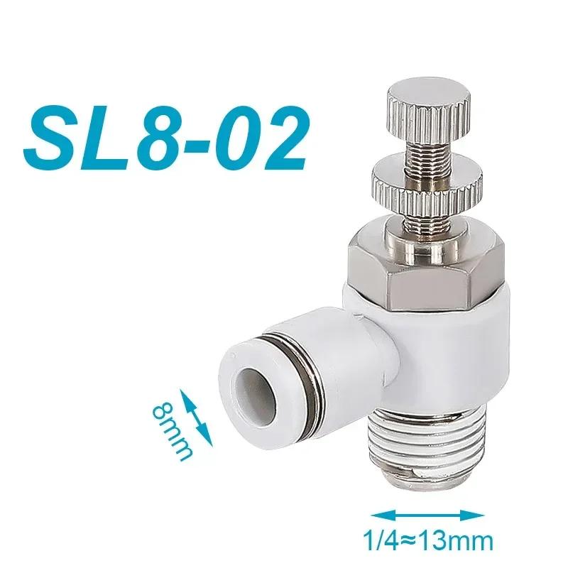 Pneumatic Hose L Type SL Throttle Valve 1/4 3/8 1/2 Thread White Cylinder Speed Control Connector Accessories Speed Controllers