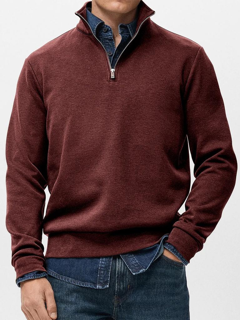 Men's Half Zip Sports Sweatshirt Stand Collar Long Sleeve Casual Pullover Top