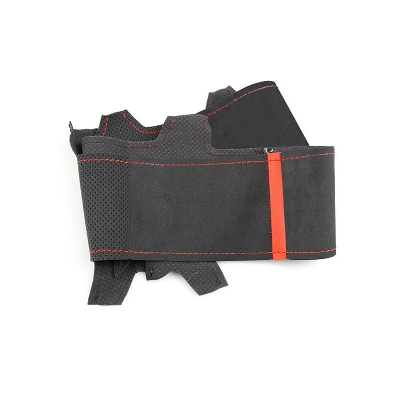 

Car Accessories Steering Wheel Suede Leather Cover Black-red line with red strip For Volvo S60 V60 XC60 XC90 S90 V90 2017- red strip-red line