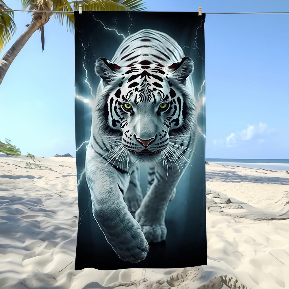 Towel Textile Bathrobe Black Beach Quick-Drying And Lightweight Tiger Portable White Camping Lion Swim Pool Travel