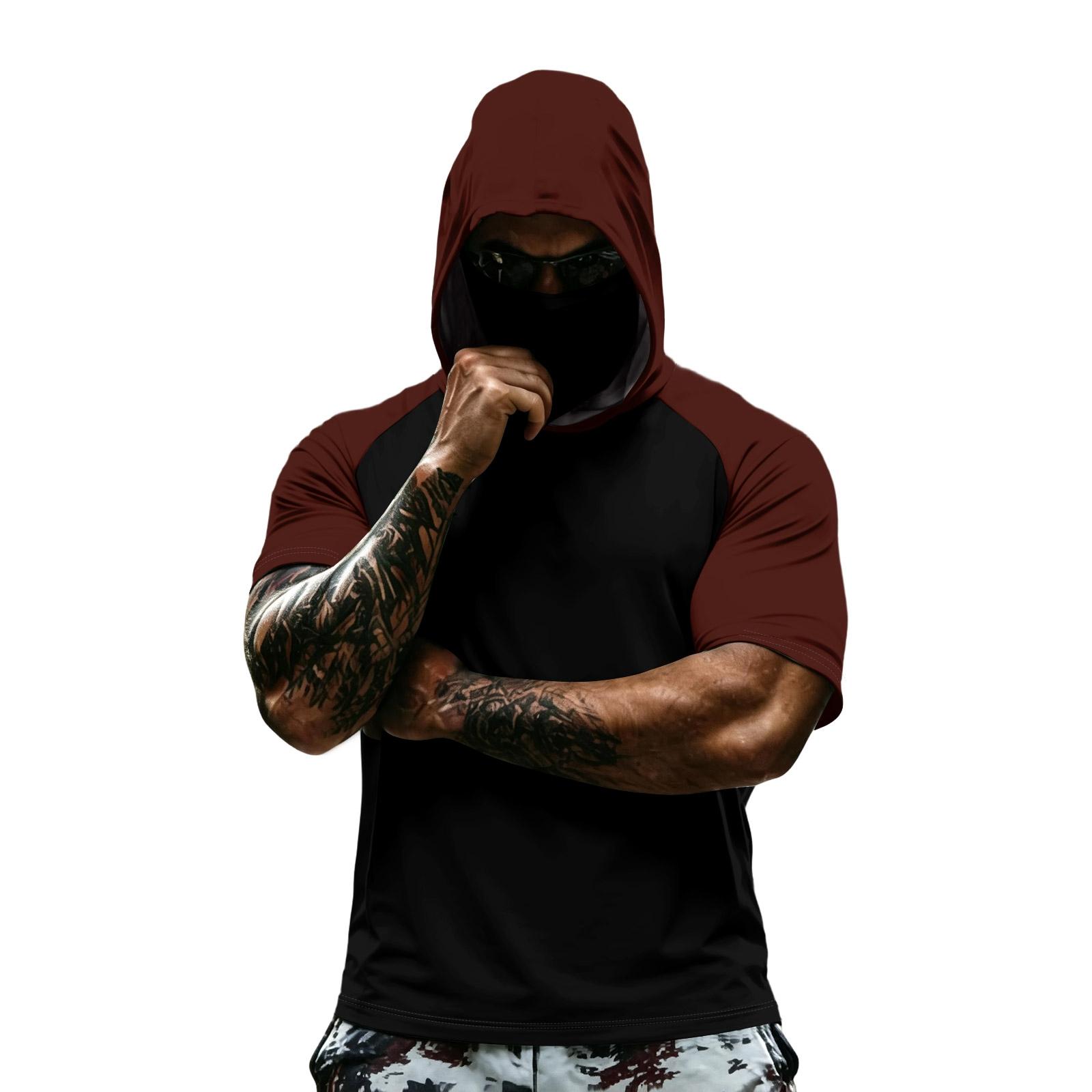 

Men s Summer Camouflage Gradient Drying Short-sleeved T-shirt, Sun Clothing, Fishing, Fitness, Sports, Hooded Short-sleeved Shirt L чёрный