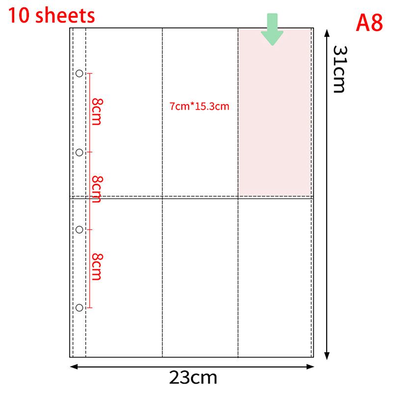 А4 Прозрачный держатель для фотокарточек на кольцах, вкладыши для фотоальбома 1/2/3/4/6/8/9/10 карманов, внутренняя страница, альбом для коллекционирования карточек