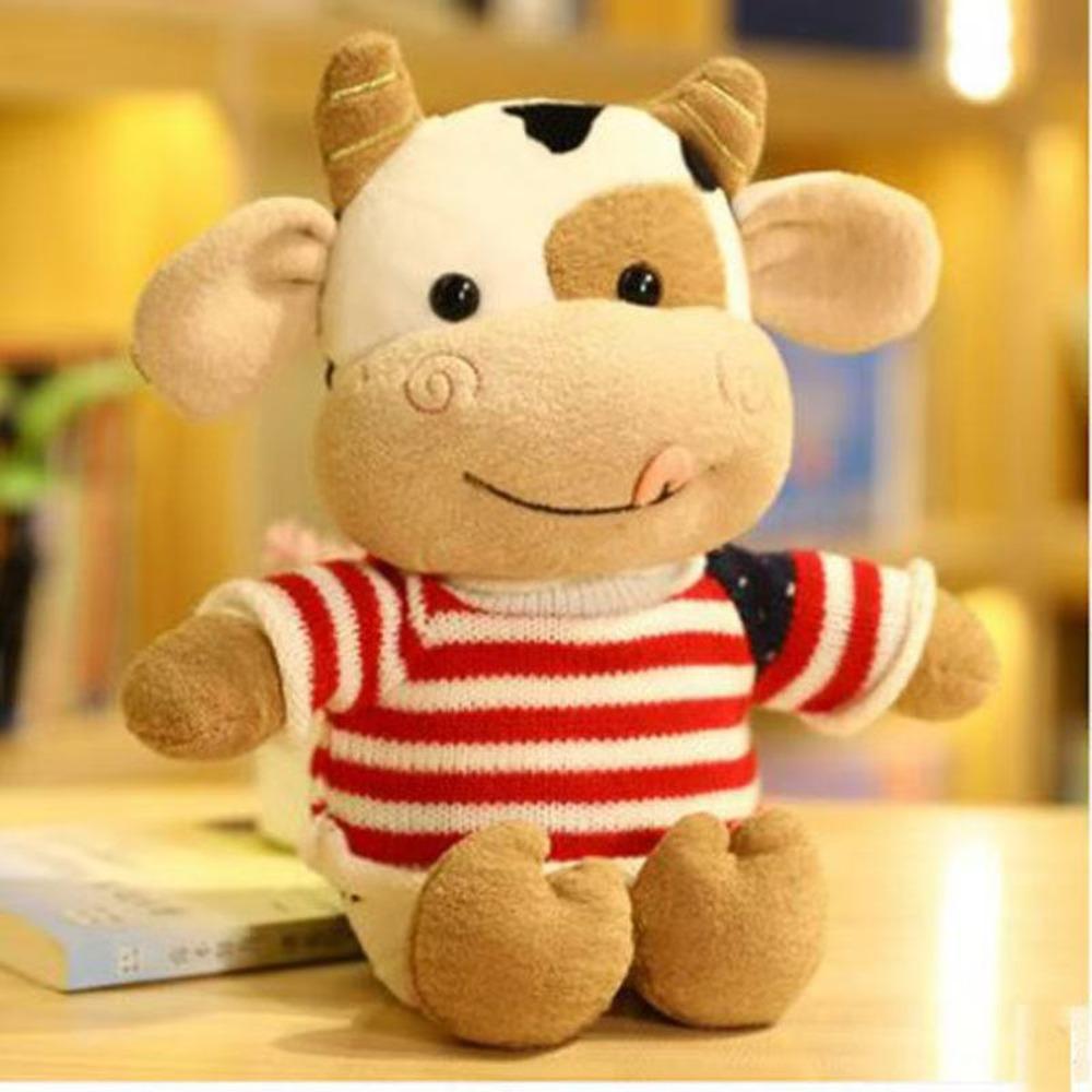 

Cute cow doll calf plush toy zodiac cow doll rag doll girl birthday gift dressing calf 30cm