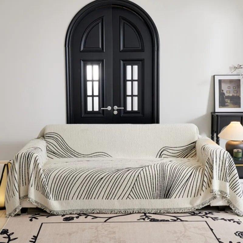 Camping Blanket Tapestry Bedspread Nordic Home Decor Leisure Sofa Cover Tassel Line Blanket for 1/2/3/4 Seater Wild Tent Blanket