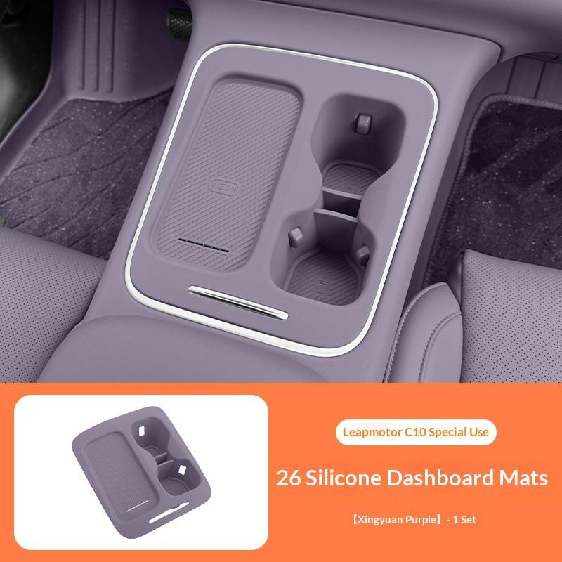 For Leapmotor C10 C16 Center Console Cup Holder Wireless Charging Protective Silicone Mat Auto Interior Modification Pad