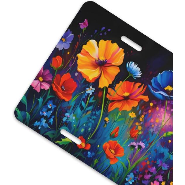 Wildflower Flower Art Front License Plate for Women Car Vanity Plates Decorative Aluminum Metal Cute Novelty License Plate Cover for Men 6x12 Inch (4