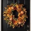 Artificial Autumn Flower Wreath With Pumpkins, Sunflowers, Maple,for Front Door, Home Thanksgiving, Halloween Harvest Decor