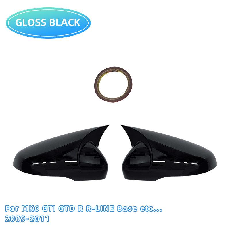 For VW Golf MK6 MK7 7.5 GTI R GTD Base 2009- 2Pcs Side RearView Mirror Cover Caps Mirror Tools Case Gloss Black Tuning New