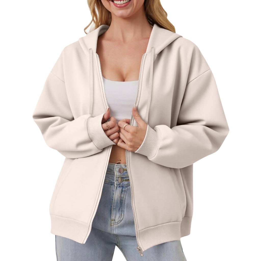 Women's Off Shoulder Zipper Hoodie Sweatshirt  Fashion Clothing Casual Jacket