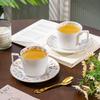 Vintage Floral Ceramic Coffee Cup & Saucer Set with Spoon, Gift Box, 280ml for Afternoon Tea