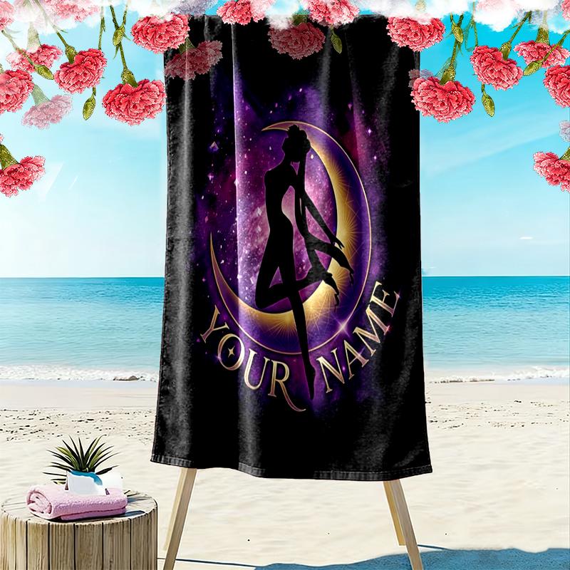 Custom NameGalaxy Dancer Silhouette. Beach Towel Soft Microfiber Summer Towel Quick Dry Absorbent Towel for Beach Swimming Pool Travel