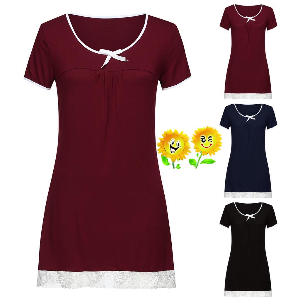 Buy Womens Nightgown Short Sleeve Sleep Nightdress Nightwear Dress at