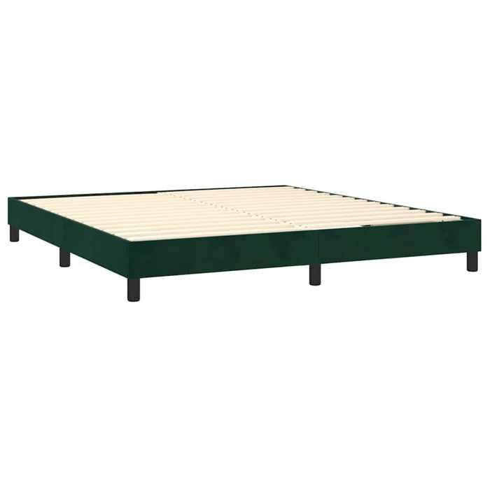 Exclusive House - Slatted Bed Base and Mattress Dark Green 180x200cm Velvet