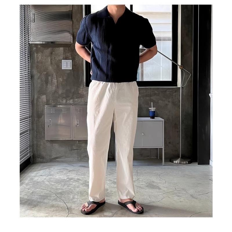 Men S Knitted Polo Shirt Short Sleeve Hollow Out Ice Silk Summer Old Money Style