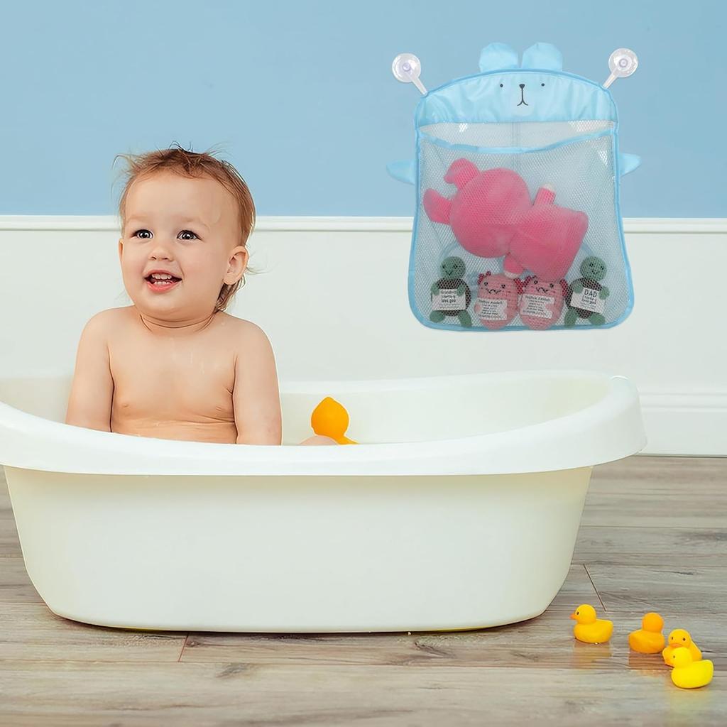Animal Mesh Bath Toy Organizer with Suction Cups Bathtub Toy Holder Storage Basket Baby Multi-use Net Bags Bathroom Shower Caddy