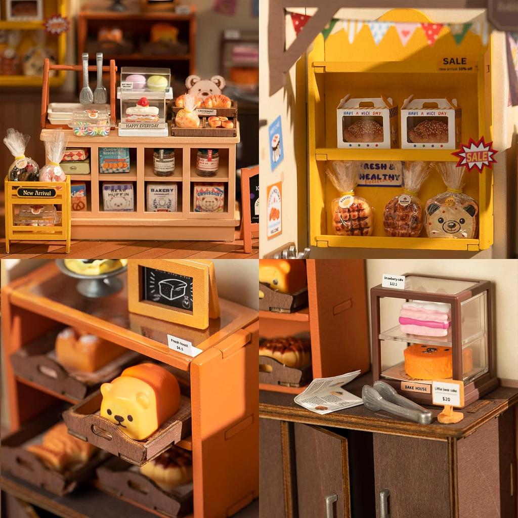 Robotime Mini Dolls House Building Kit DIY Miniature House Kit with Furniture and LED Lights for Women's or Girl's Birthday Gif