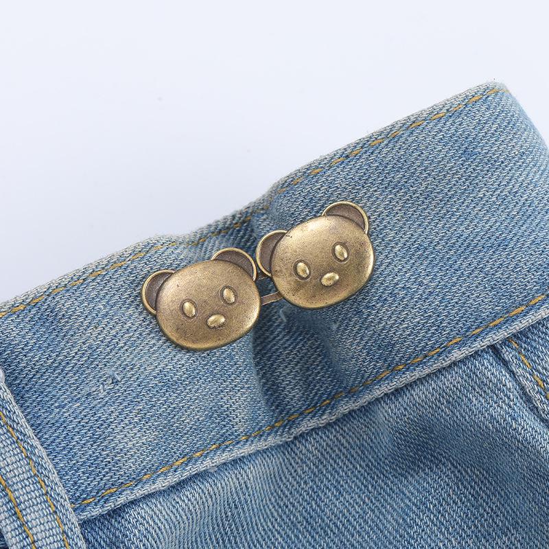 Cute Bear Head Snap Button for Jeans - Detachable, Nail-Free, Stitch-Free Waist Reducer