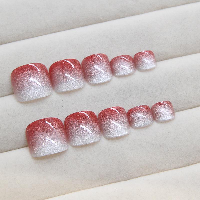 Cat's Eye Nail Patch Fine Flash Wearing Nail Fine Flash Removable Toenail Patch Foot Nail Patch Nail Patch 24 pieces