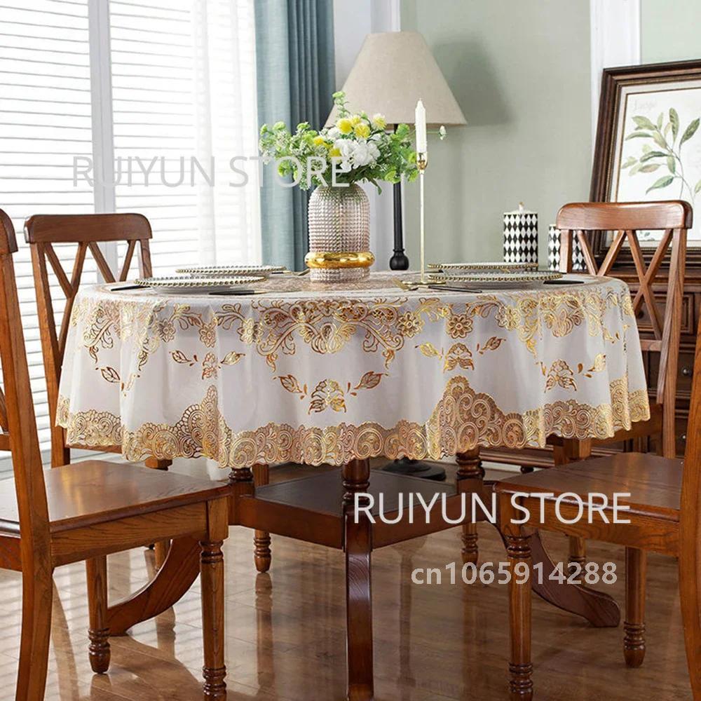 Round Table Cloth Pvc Waterproof Oil-Proof Tablecloth Tea Coffee Table Cover For Wedding Party Decor Diameter 152/180/200/210Cm