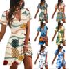 Women's Hawaiian Print Short Sleeve Dress V Neck Wrap Style for Vacation Outfits for Women and Spring Dresses for Women Sundresses for Women
