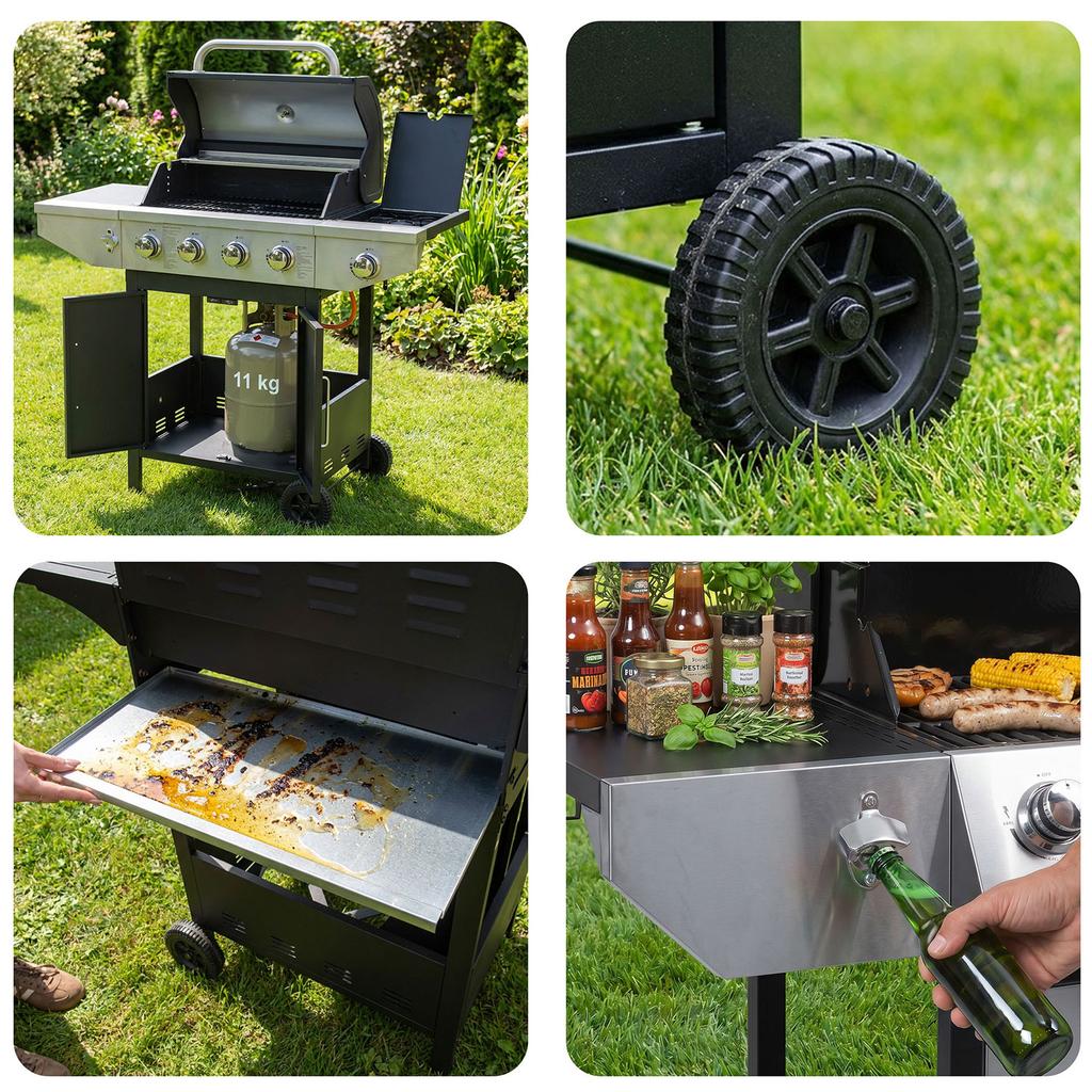 Cast Iron Garden Gas Grill With Lid 4+1 Burners Berdsen Bd-897