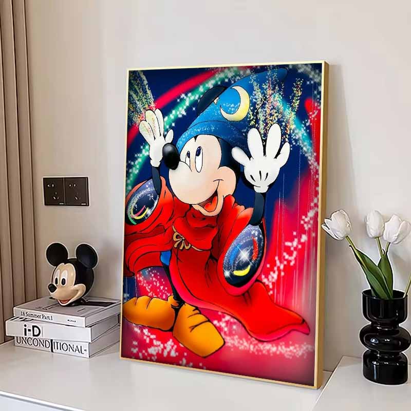 Disney Diamond Painting 5D Magician Mickey Mouse Illustration DIY Gift Suitable for Living Room Bedroom Office and Home Décor