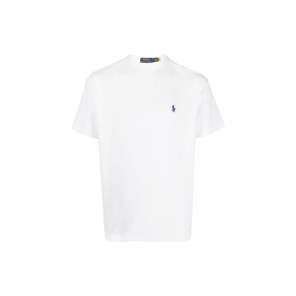 Polo Ralph Lauren SS23 Solid Color Casual Logo Embroidered Crew Neck Short Sleeve T-Shirt Men Tops White 710901045-001