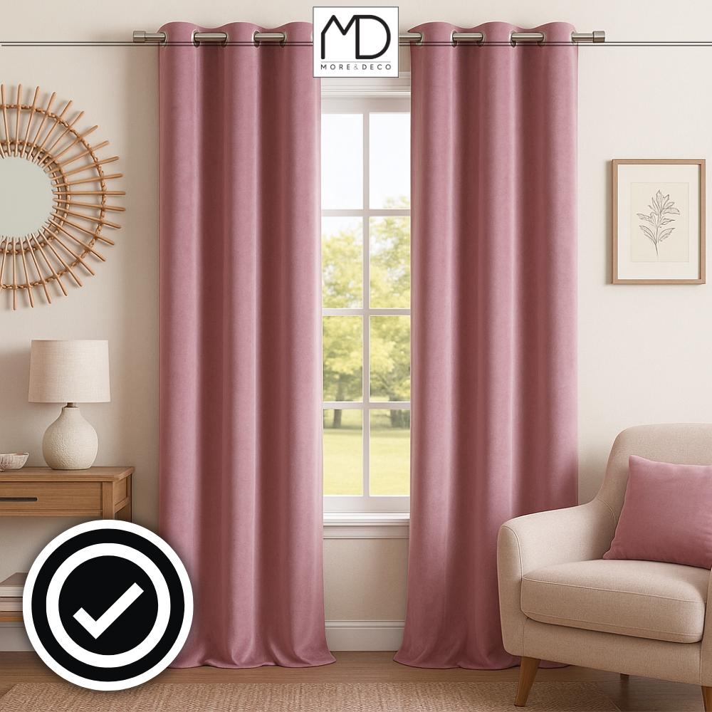 Velvet curtain with eyelets - pink