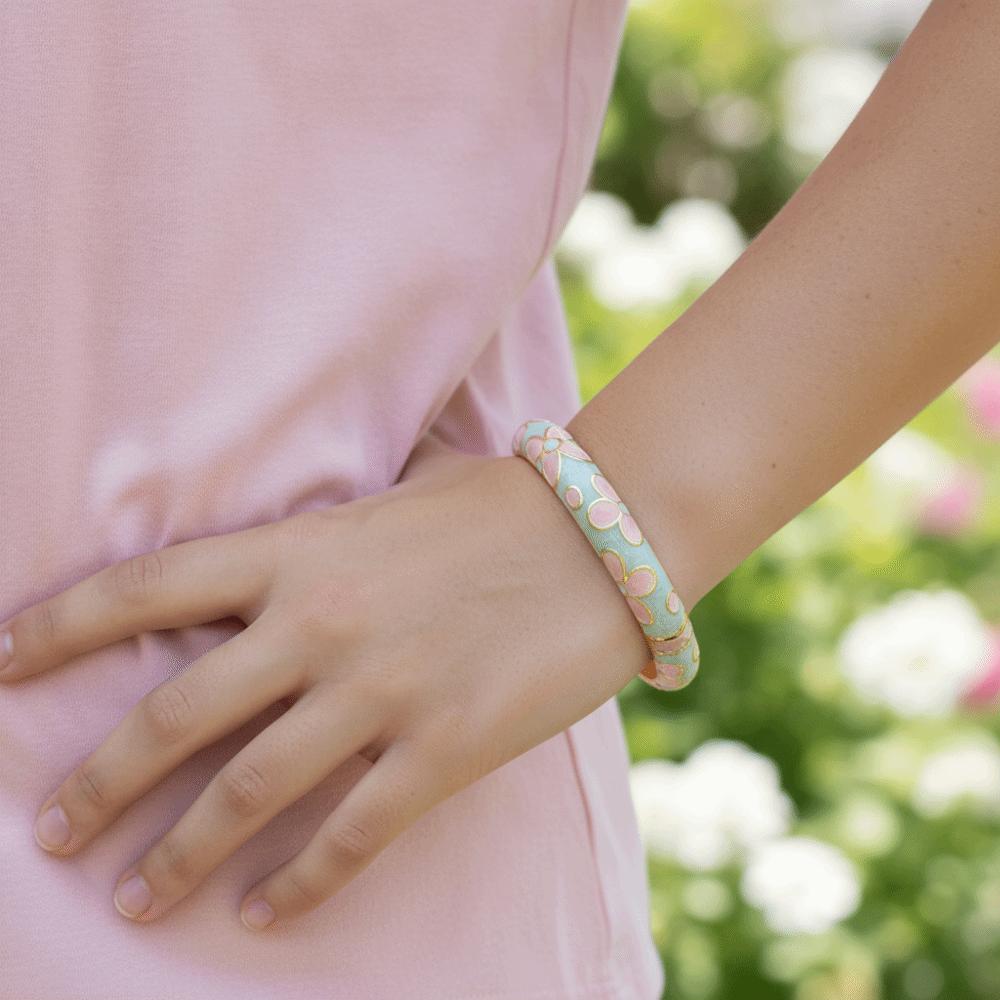 Emaille Vintage Cloisonné Armreif Traditionelles Damen-Armband Böhmischer Blumenarmreif Mädchen