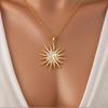 Collana Pendente Fiore di Sole Colore Oro Personalità Moda Zircone Micro-intarsio Stelle Luna per Donne Catena Collare Gioielli Regali