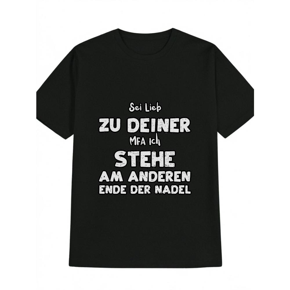 Men s casual versatile crew neck T-shirt text letter print pattern men s top men s gift S