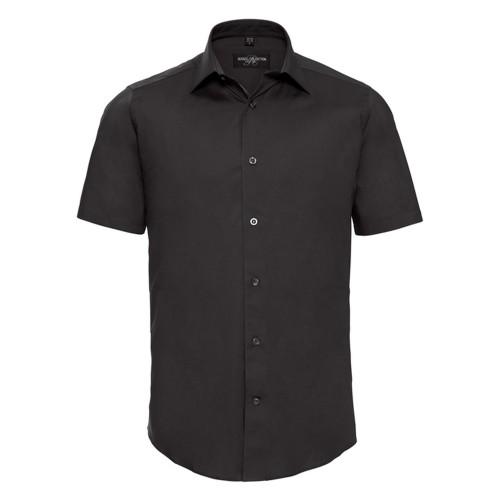 Russell Collection Mens Stretch Fitted Short-Sleeved Shirt