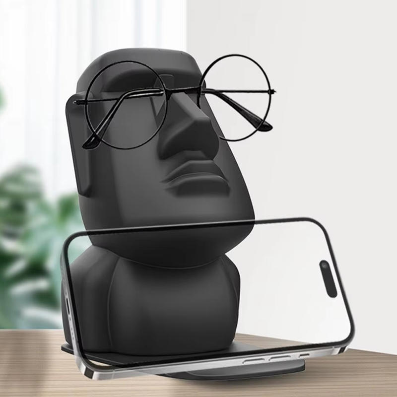 Kreativer 3-in-1 Handy-Brillenhalter Schreibtisch Büro Kopfgeformt Einzigartige Brillenständer Spardose