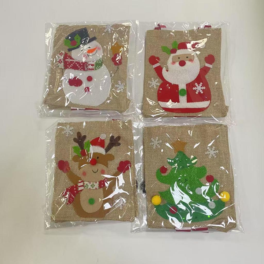 Jinmingguan Creative Burlap Christmas Tote Bag with Feet for Candy Gifts
