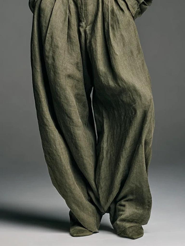 Kadın Gömlek Pantolon Takımı, Oversize Bol Tarz Vintage Günlük Kıyafet