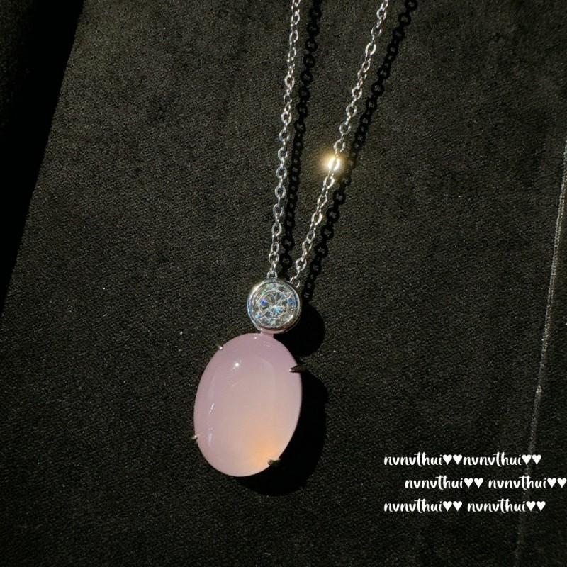 Pink Chalcedony Buddha Pendant Necklace With Sunflower Zircon Charm Vintage Floral O-Chain Women