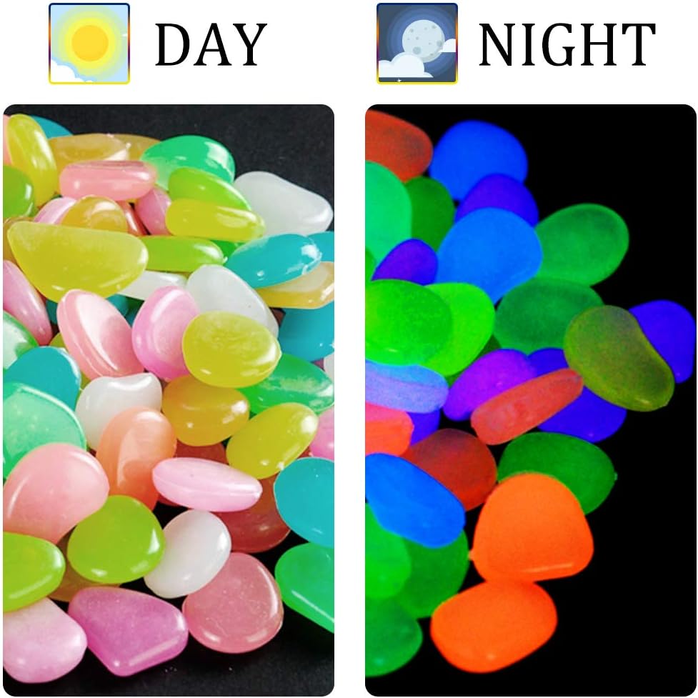 100pcs Glowing Garden Stones Resin Luminous Rocks for Pathways, Courtyards Flower Pots Nighttime Ambiance Glowing Garden Decor