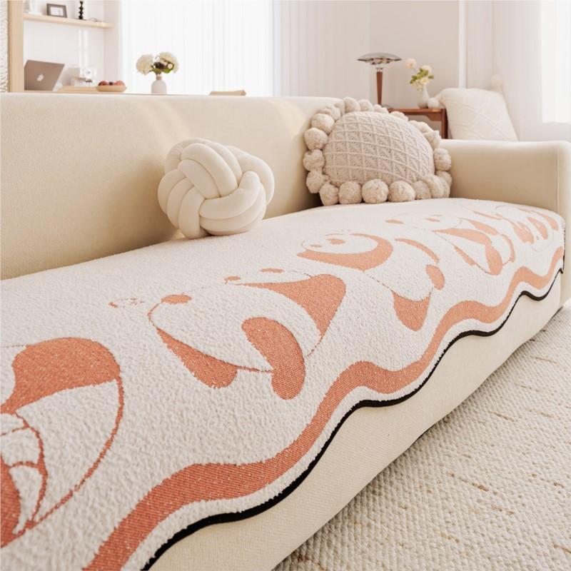 

Winter Thick Sofa Cushion Pad Anti-Slip Retro Panda Heart Fleece Sofa Cushions for Living Room Black Irregular Sofa Mats 30x50 pillowcase 1pc