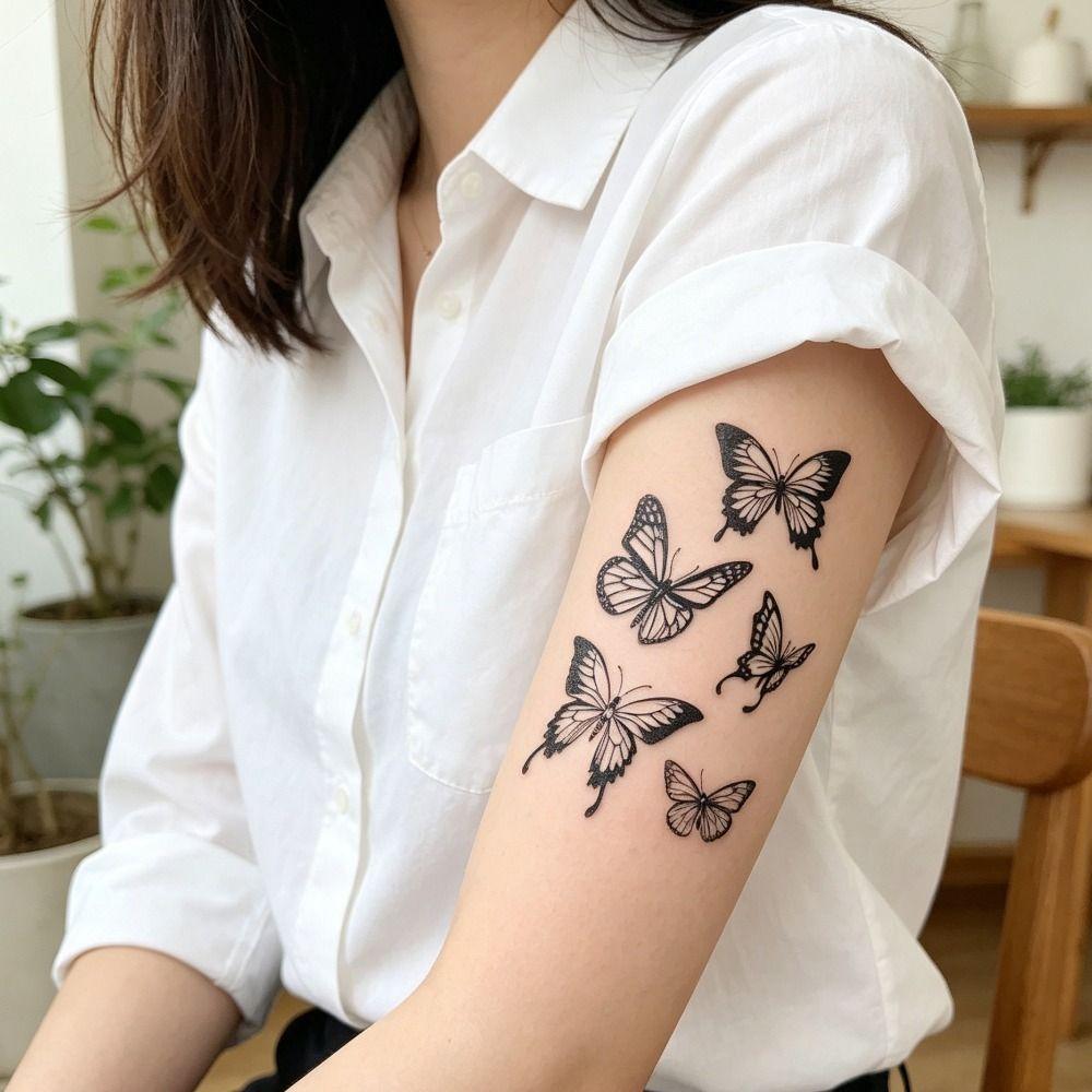 Transfer Tattoos Butterfly Tattoos Sweat Proof Sketch Tattoo Stickers Body Stickers For Women Men