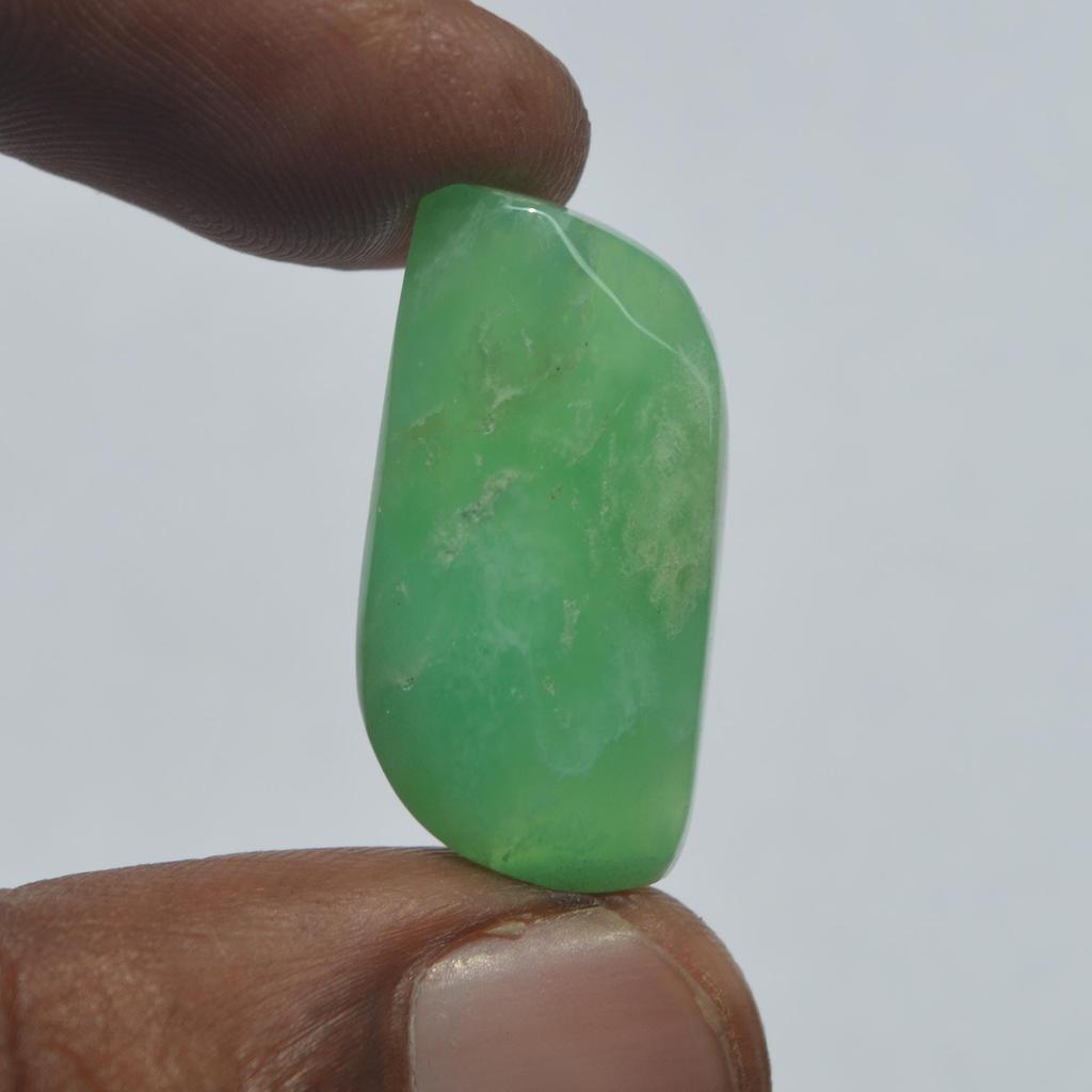 Natural Chrysoprase Gemstone Cabochon 22 Carats Size 26x13 MM Fancy Shape, Jewelry Making Craft Supply