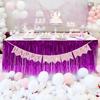 Decorative Tassel Table Skirt for Rectangular Round Table Birthday Wedding Party (Golden)