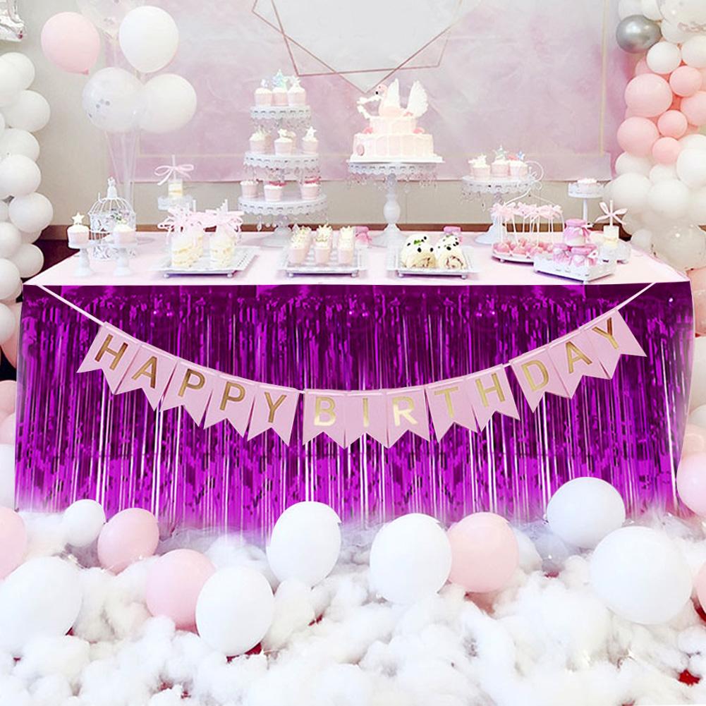 Decorative Tassel Table Skirt for Rectangular Round Table Birthday Wedding Party (Golden)