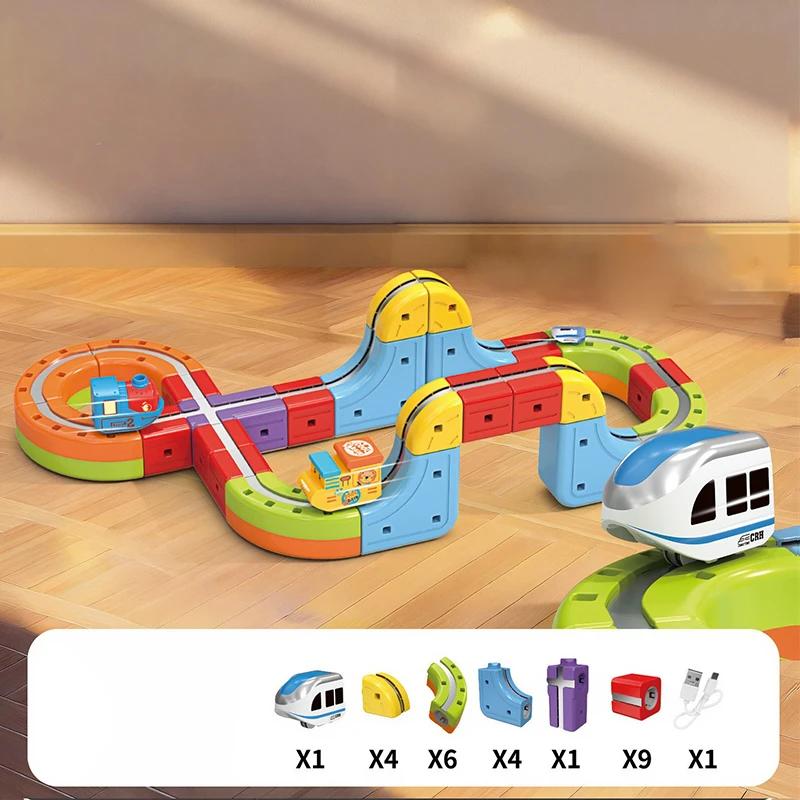 Children Magic Track Train Electric Assembled Building Blocks Magnetic Rail Car Maze Educational Toys for Kids Christmas Gifts