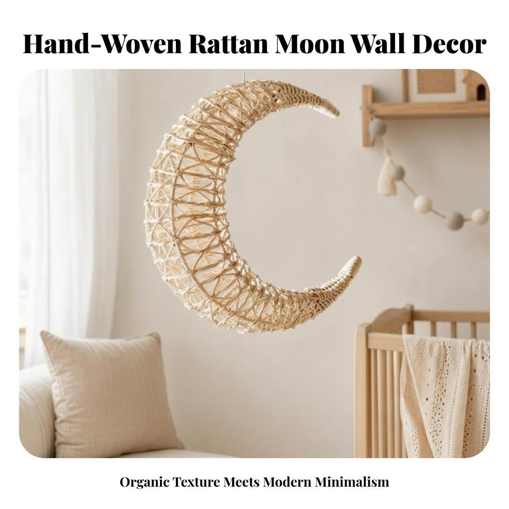 Crescent Moon Hanging Decoration Boho Wall Decor Rustic for Babies, Kids