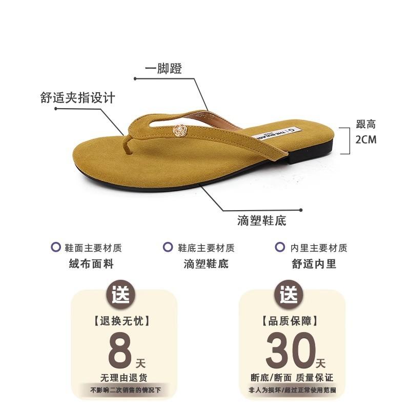 Soft bottom outer wear solid color sandals simple foot pinching summer new flat bottom non-slip holiday beach flip-flops female tide