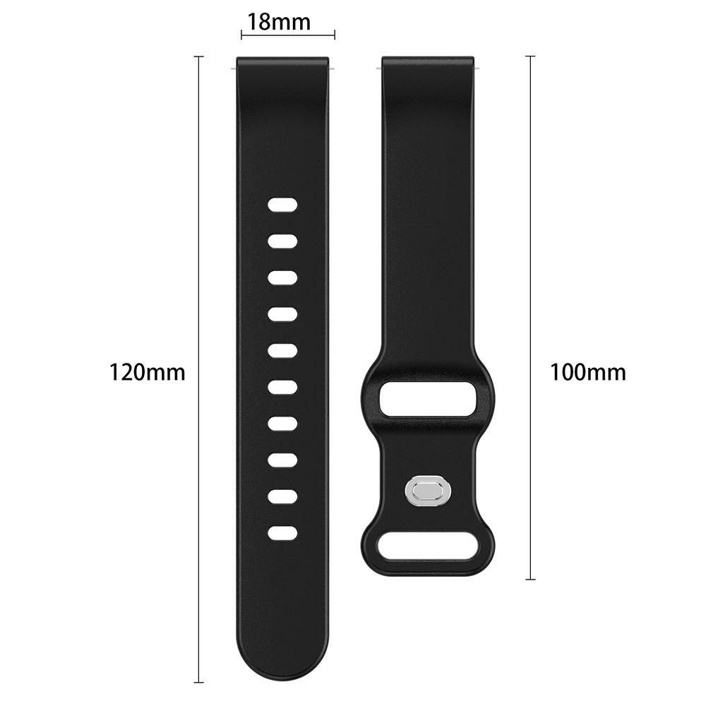 Universal 18mm Solid Color Silicone Strap Butterfly Shape Buckle Smartwatch Band