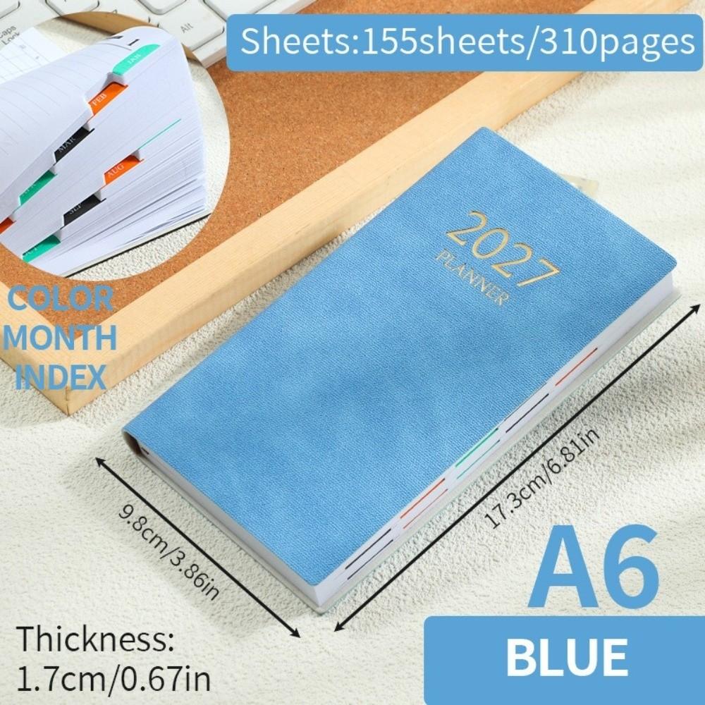 PU Leather Daily Planner Notebook A6 Travel Planning Journal Thick Pocket Notebook  Office Work