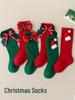 Red Mid-Calf Bow Lace Princess Christmas Socks for Children