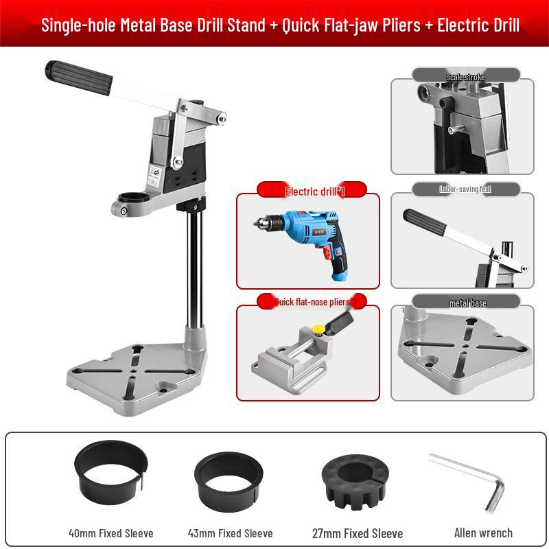 Multi-Functional Rotary Drill Stand Converts to Mini Bench Drill and Hole Punch Press