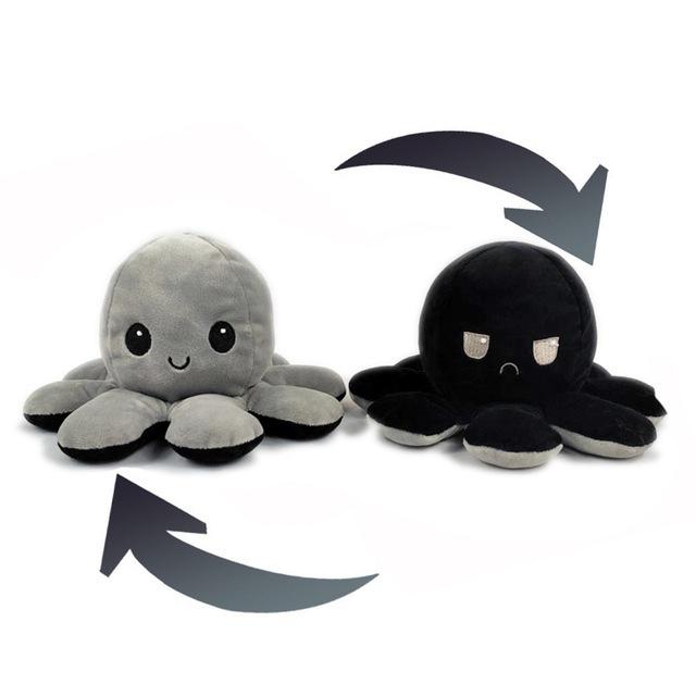 1pcs Cute Flip Octopus Stuffed Plush Doll Different Sides To Show Different Moods Soft Simulation Reversible Plush Toy for Kids